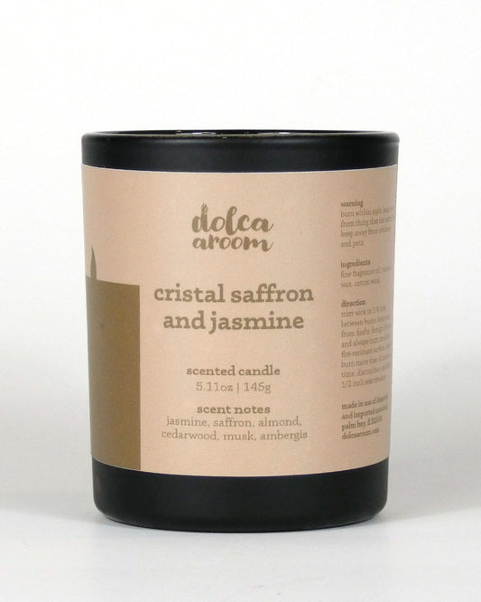 dolca aroom 5.11oz scented candle, cristal saffron and jasmine scent