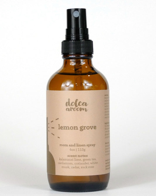 dolca aroom 4oz room and linen spray, lemon grove scent