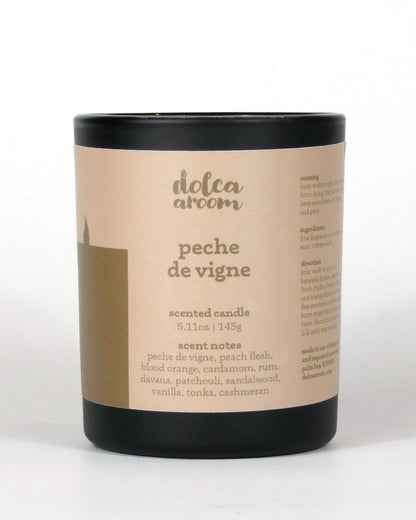 dolca aroom 5.11oz scented candle, peche de vigne scent