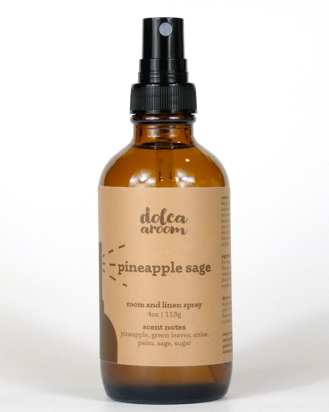 dolca aroom 4oz room and linen spray, pineapple sage scent