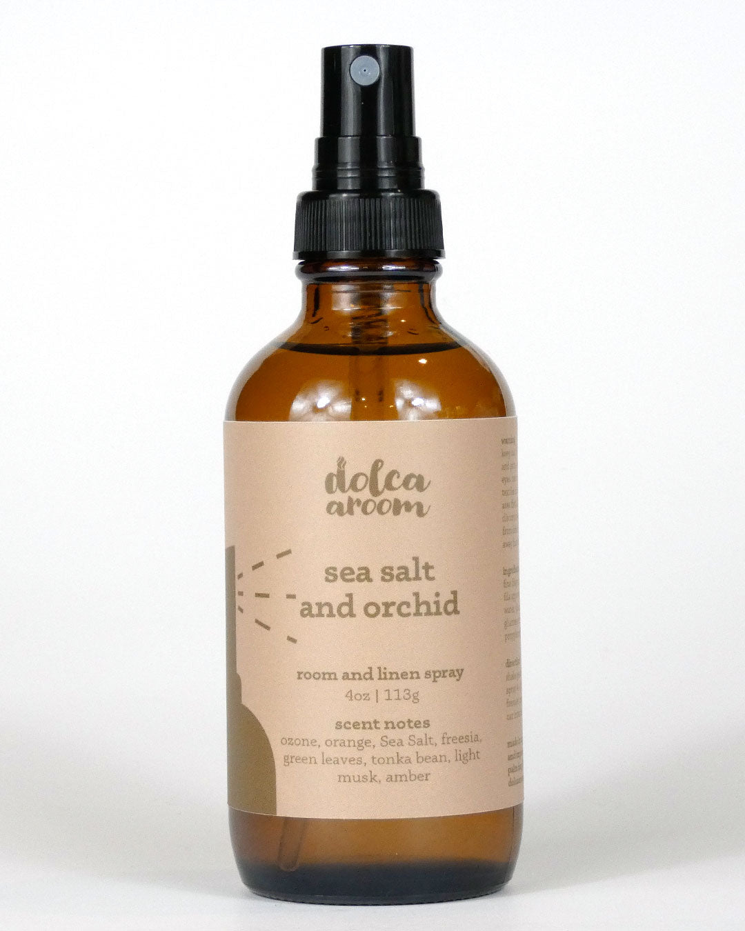 dolca aroom 4oz room and linen spray, sea salt and orchid scent